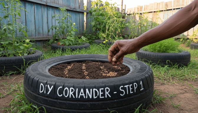 How to Grow Coriander at Home Using Old Tyres: Easy Step-by-Step Guide