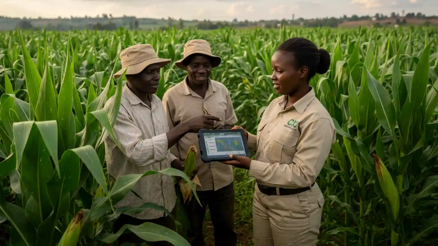 Top 5 Agriculture insurance companies in Kenya 2026: Madison vs. CIC vs. Co-op Bank. 2 A CIC insurance field agent using a tablet to assess a maize crop yield in a lush green field