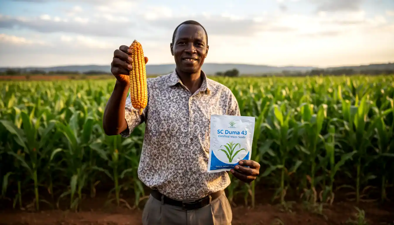Farmer Holding ready Harvested Maize