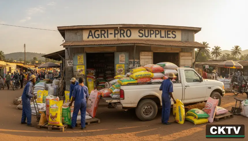 Best Chicken Feed in Kenya 2026 for Fast Growth & Egg Production 7 A street-view of a busy agricultural supply shop in Thika