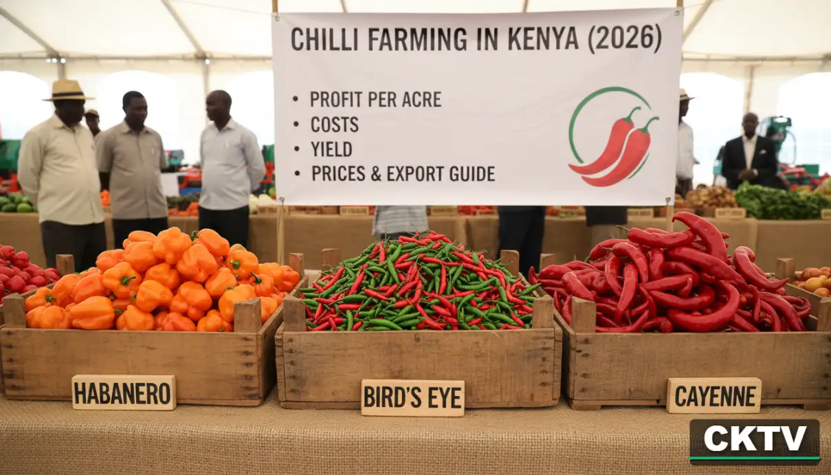 A comparison shot of different chilli varieties (Habanero