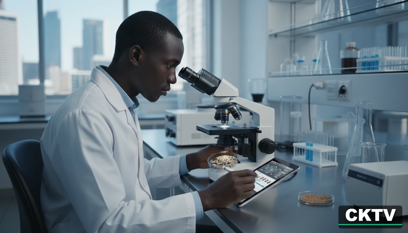 Best Agriculture Courses and Jobs in Kenya: Agribusiness Career Guide 2026 2 A young Kenyan agribusiness professional in a modern laboratory setting in Nairobi