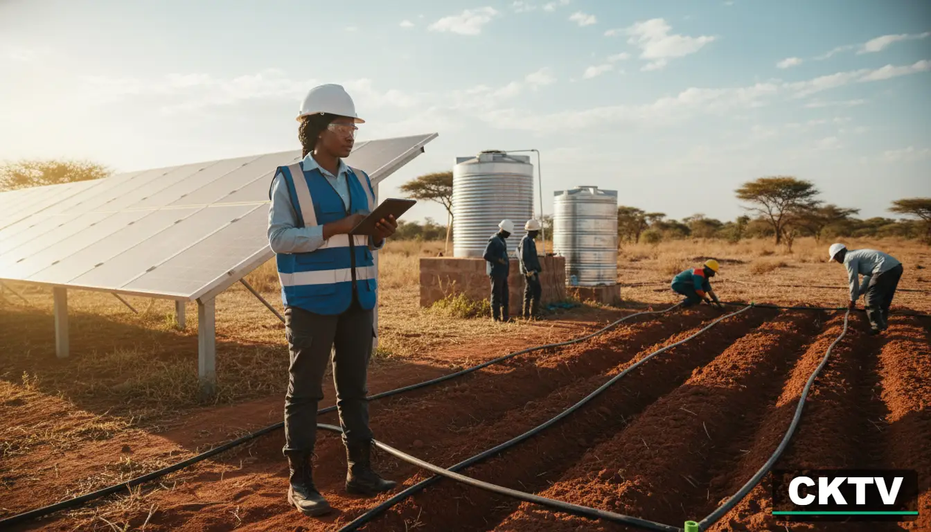 Best Agriculture Courses and Jobs in Kenya: Agribusiness Career Guide 2026 3 A female agricultural engineer in safety gear supervising the installation of a large-scale