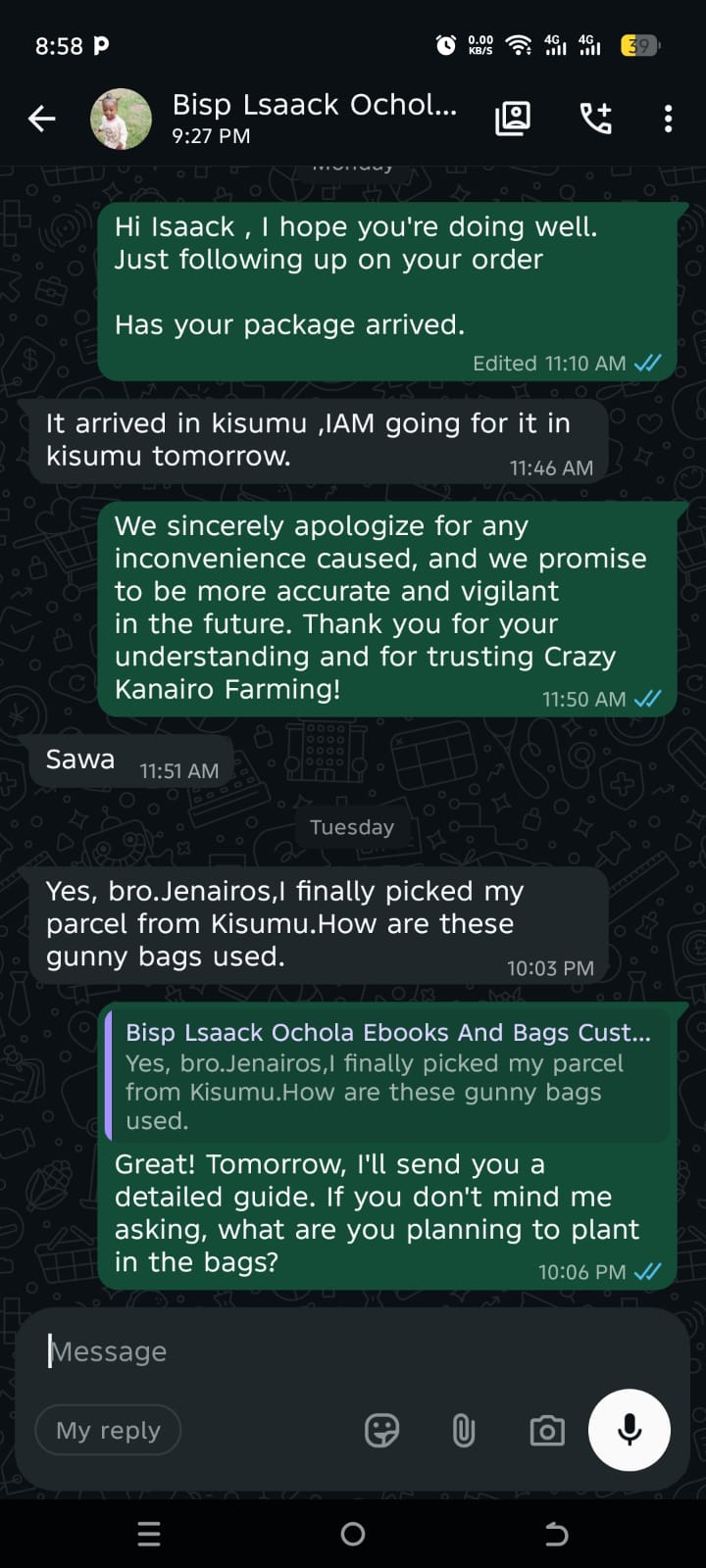 Farming Products Delivered Across Kenya | Crazy Kanairo 2 customer delivery