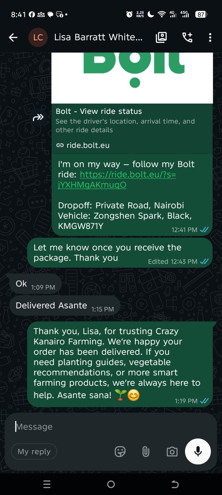 Lisa: 5 White UV-Treated Grow Bags Successfully Delivered to Karen